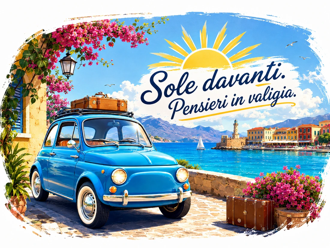 Fiat vintage a Chania con mare e sole